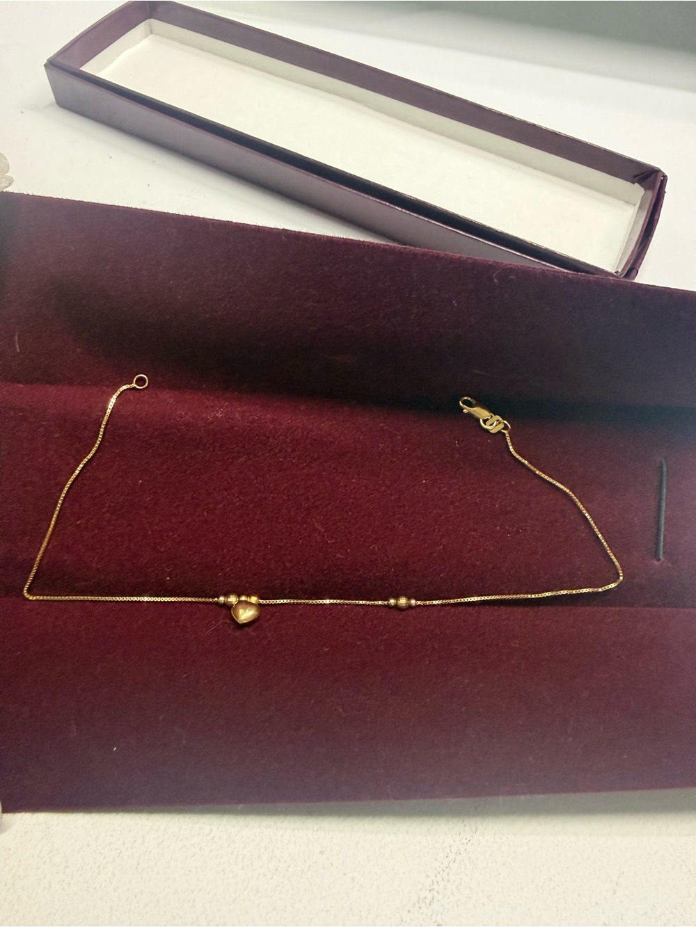 Delicate Gold Heart Station Ankle Bracelet